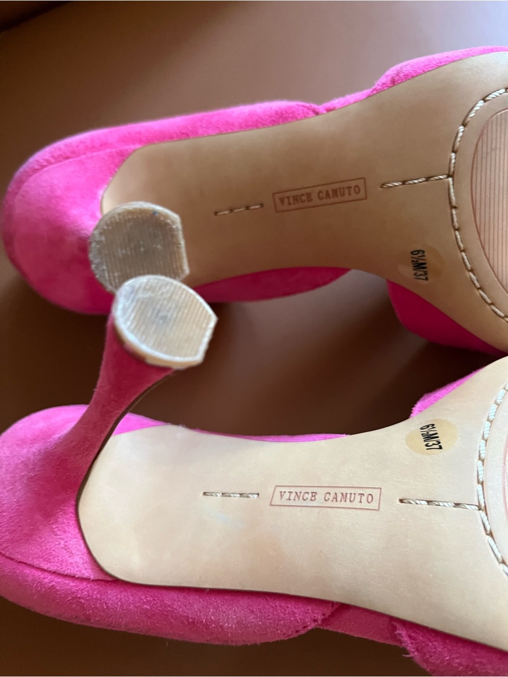 Vince Camuto Heels Open-Toe Hot Pink Suede size 6.5 - Picture 8 of 11